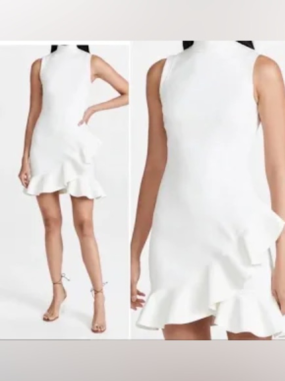 NWT Alexis White Sleeveless Ruffle Asymmetric Hem eventwear Dress Size Medium